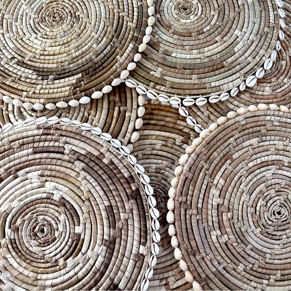 Set of 4 • Hand Woven Pandan Sigay Seashell Trimmed Coastal Chic Placemats 🐚